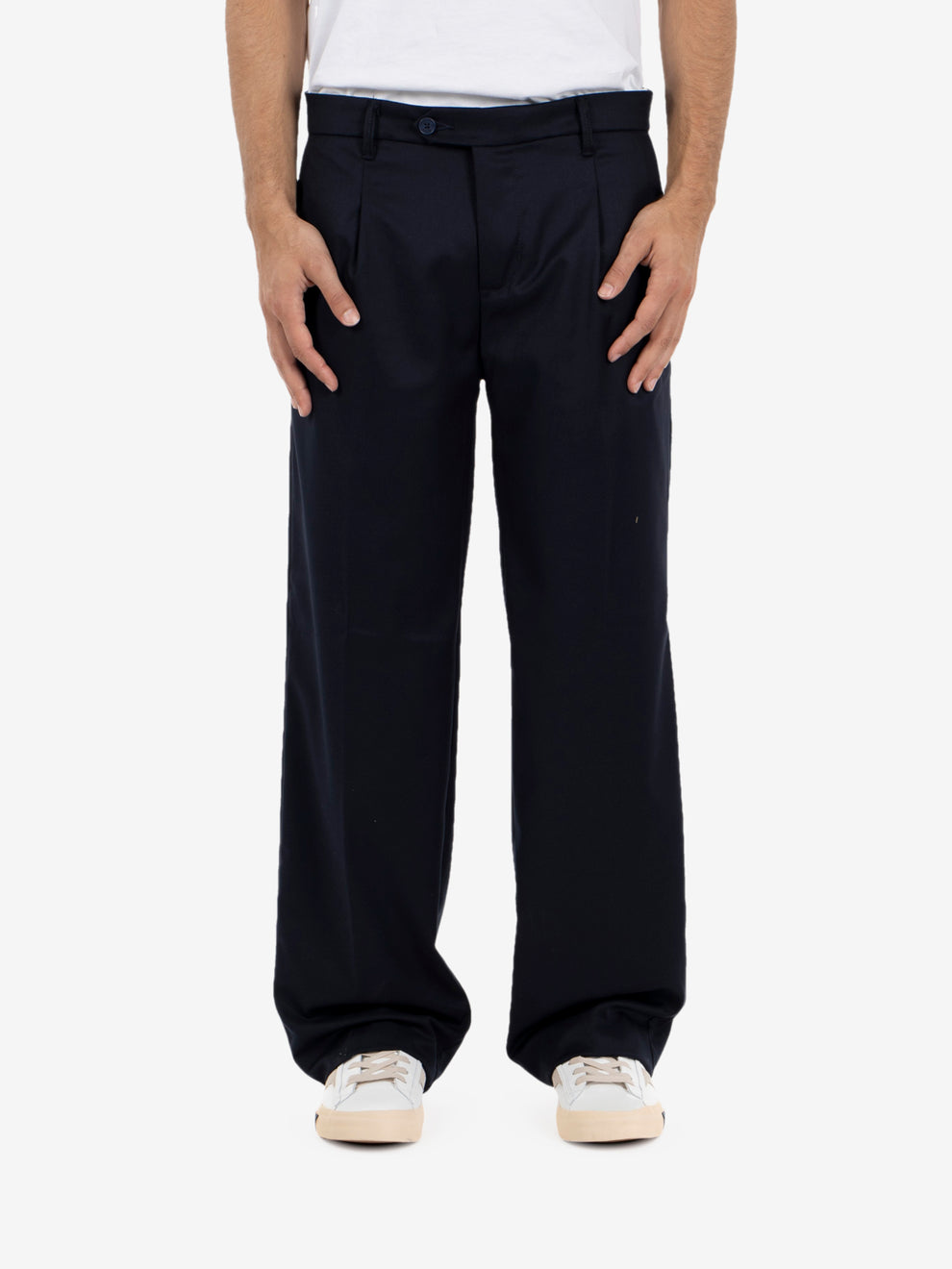 Pantaloni Genny con pinces blu