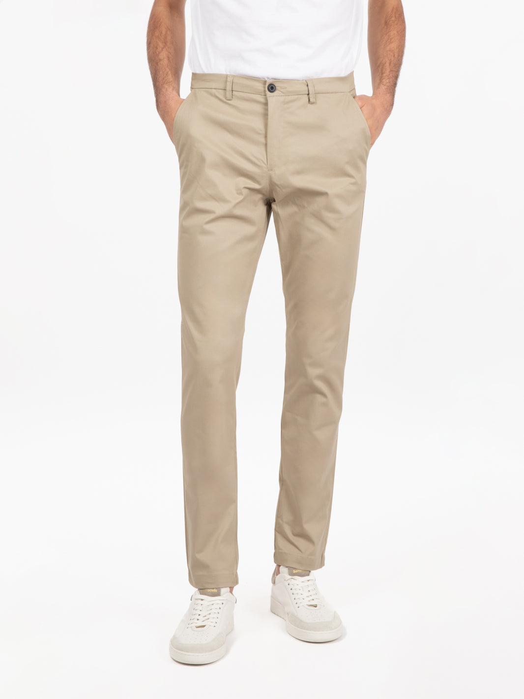 Pantaloni in cotone chino sabbia
