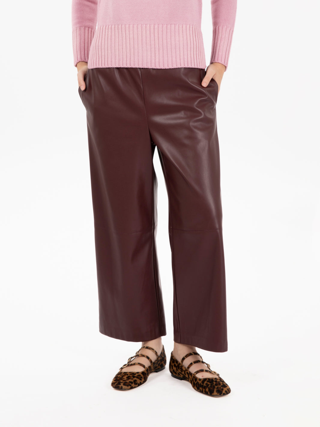 Pantaloni in ecopelle bordeaux