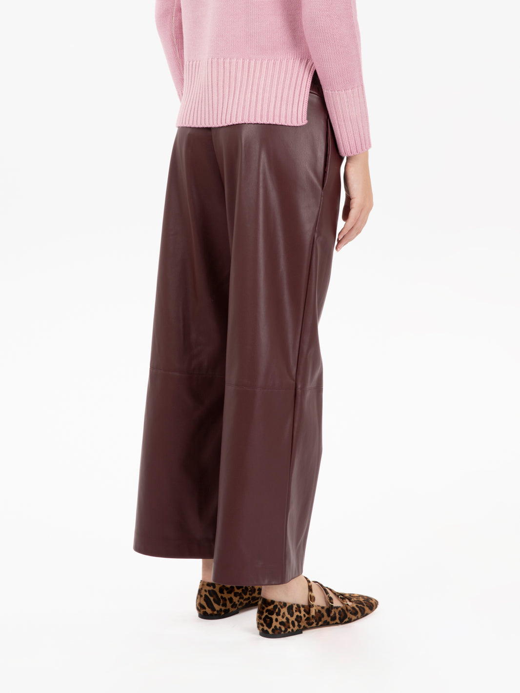 Pantaloni in ecopelle bordeaux