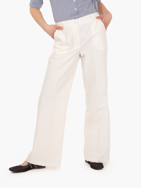 Pantaloni in misto cotone milk