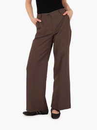 Dark brown cotton blend trousers