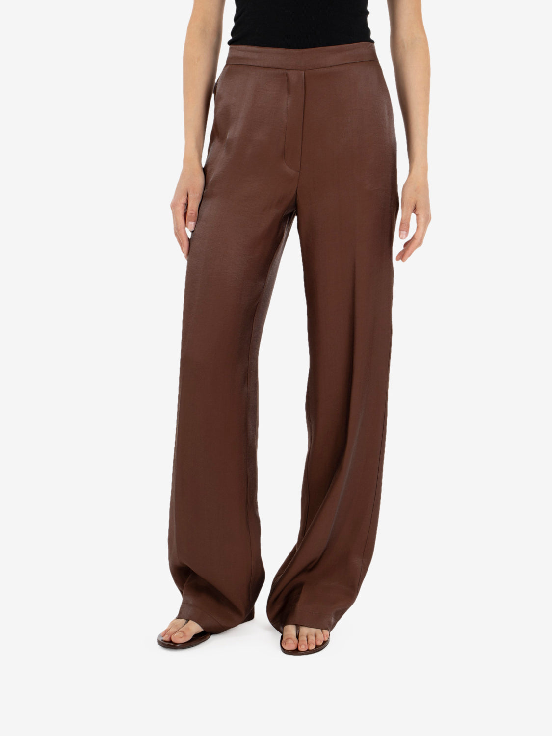 Brown satin trousers