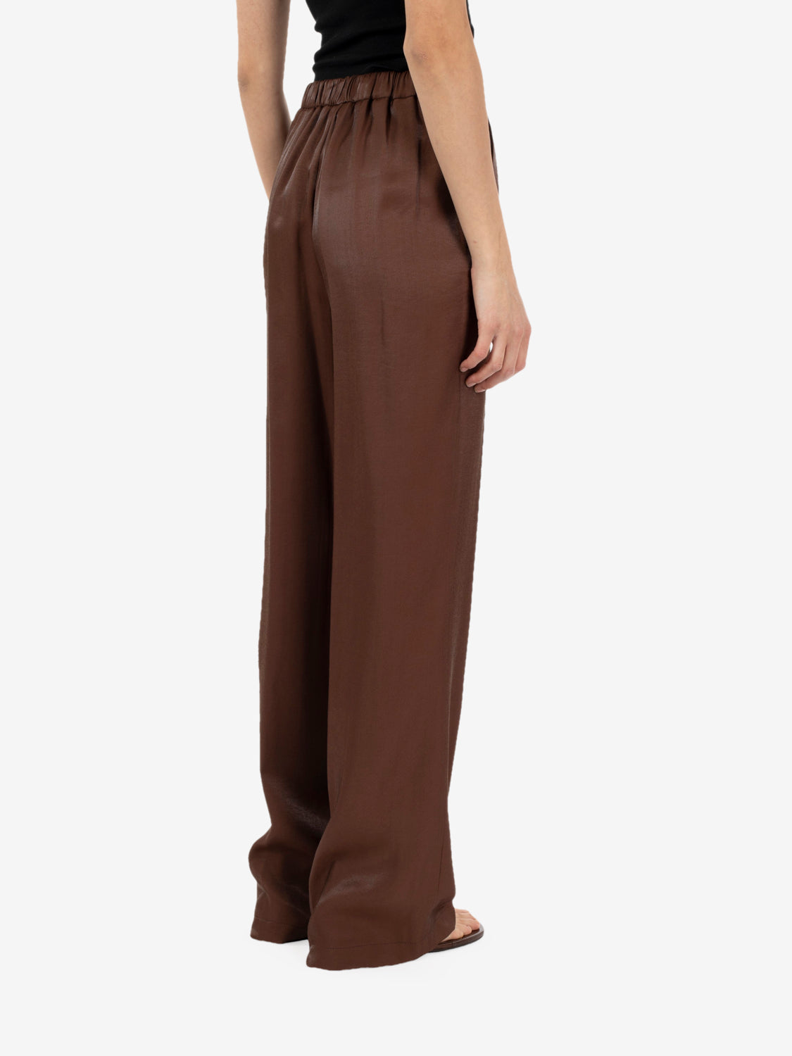 Brown satin trousers