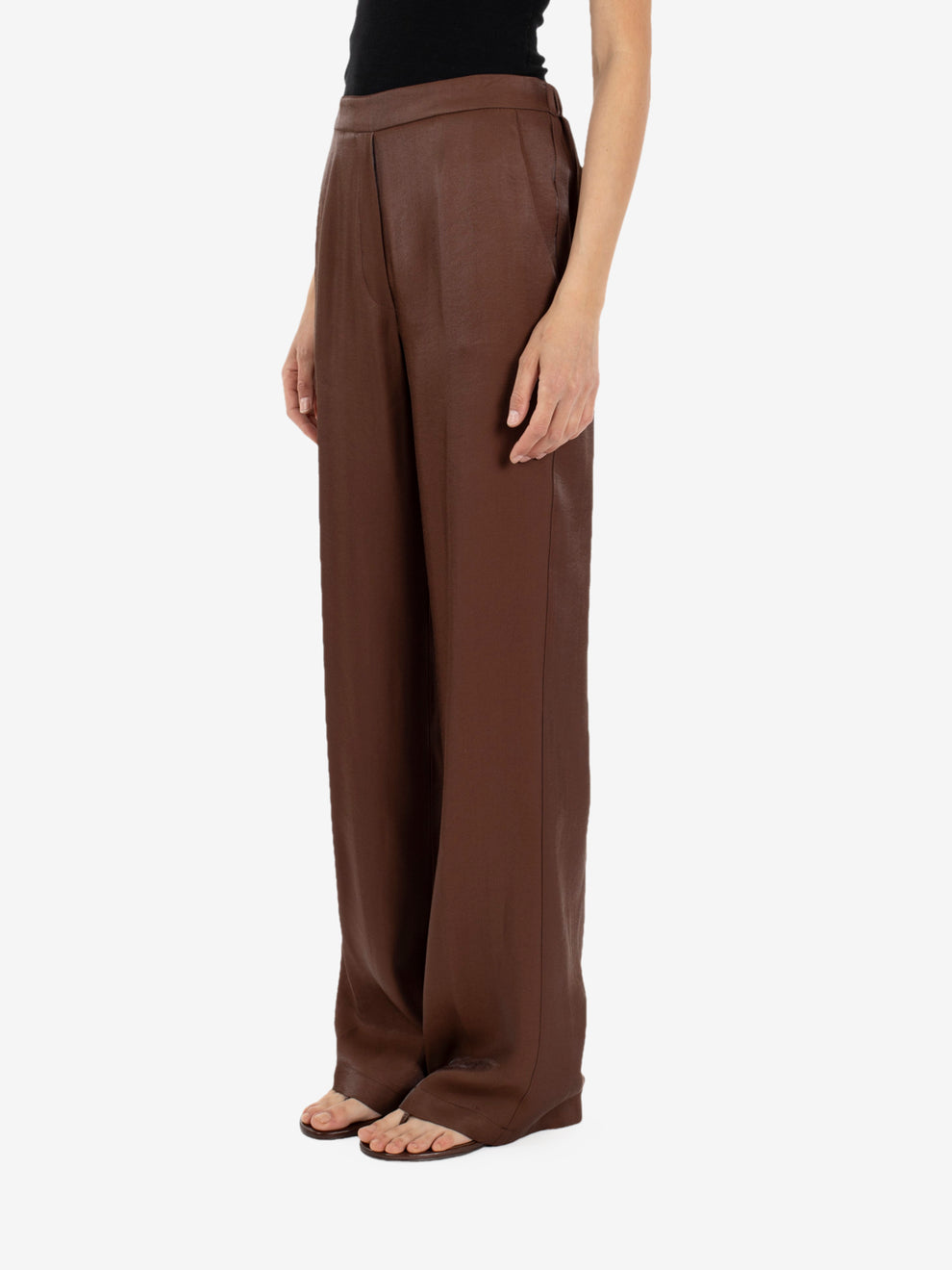 Brown satin trousers