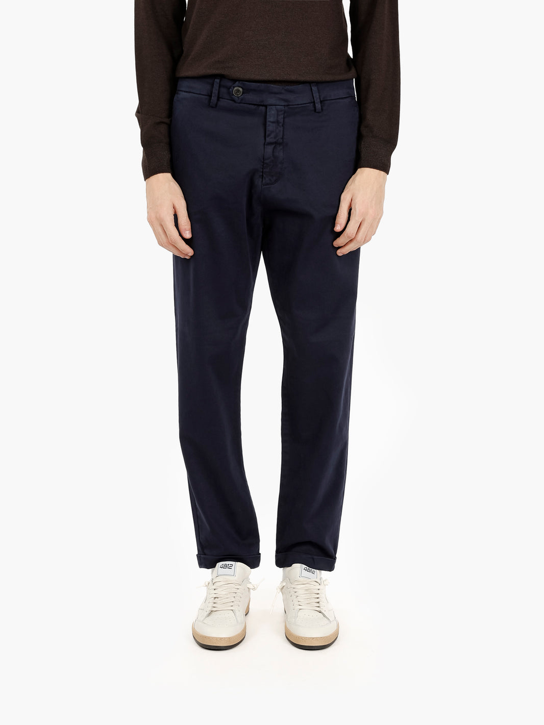 Pantaloni in twill di cotone blu scuro