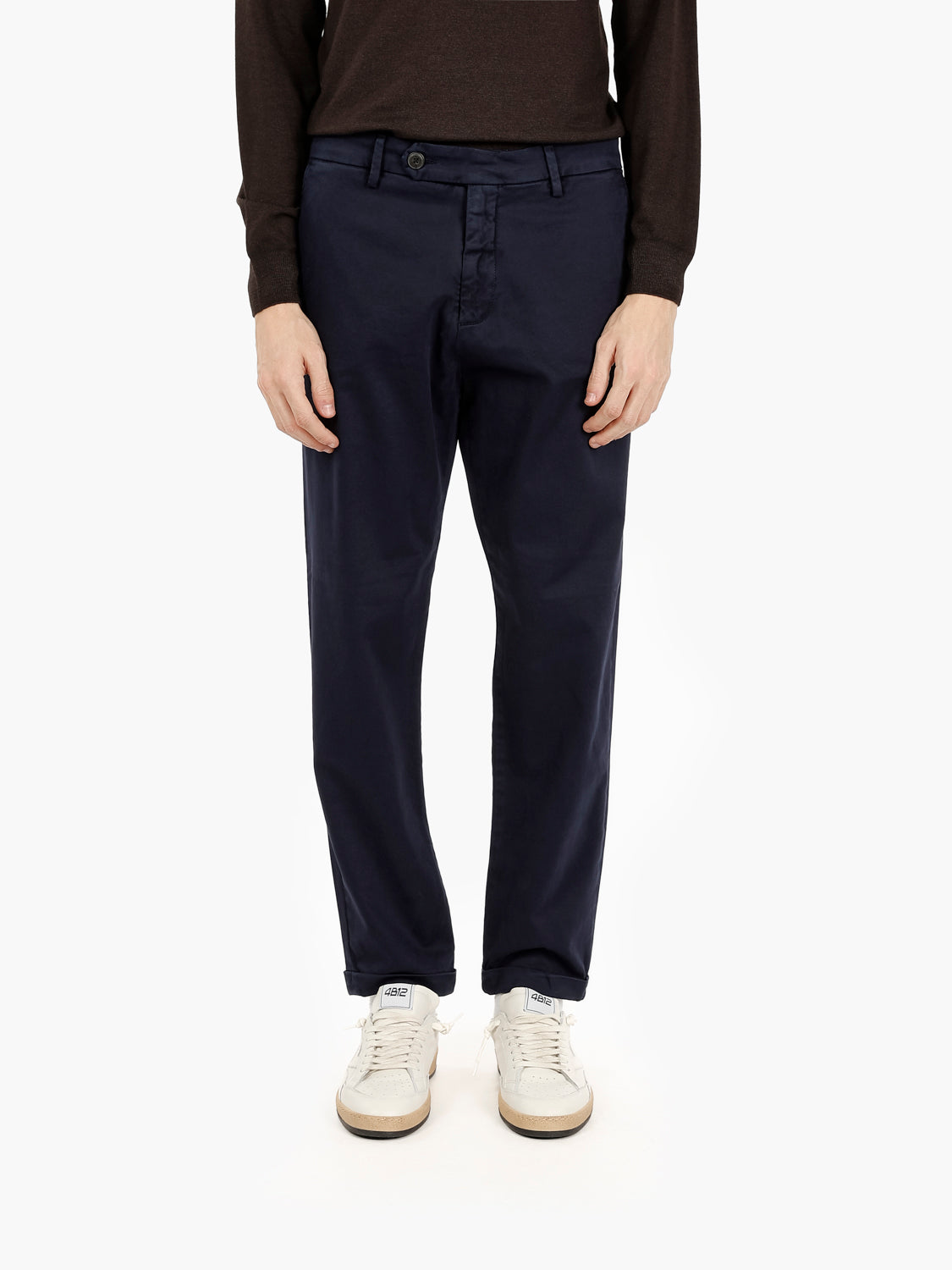 Pantaloni in twill di cotone blu scuro