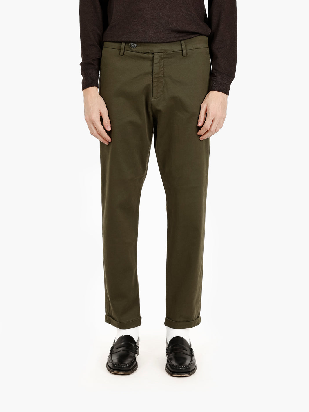 Pantaloni in twill di cotone deep forest