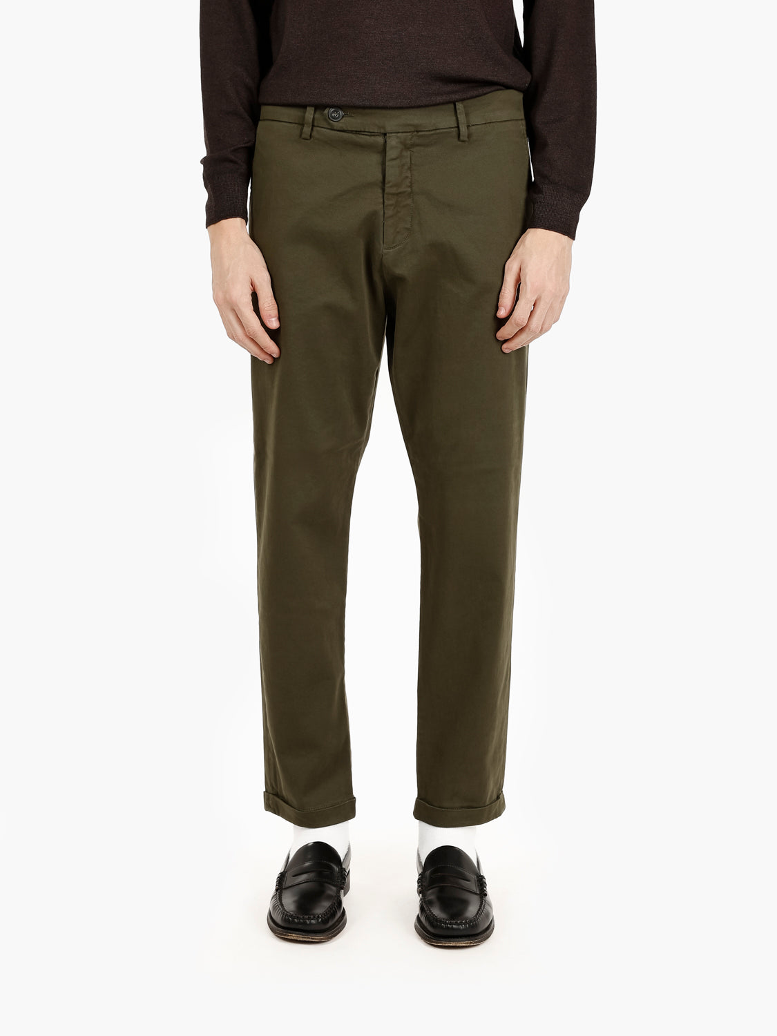 Pantaloni in twill di cotone deep forest