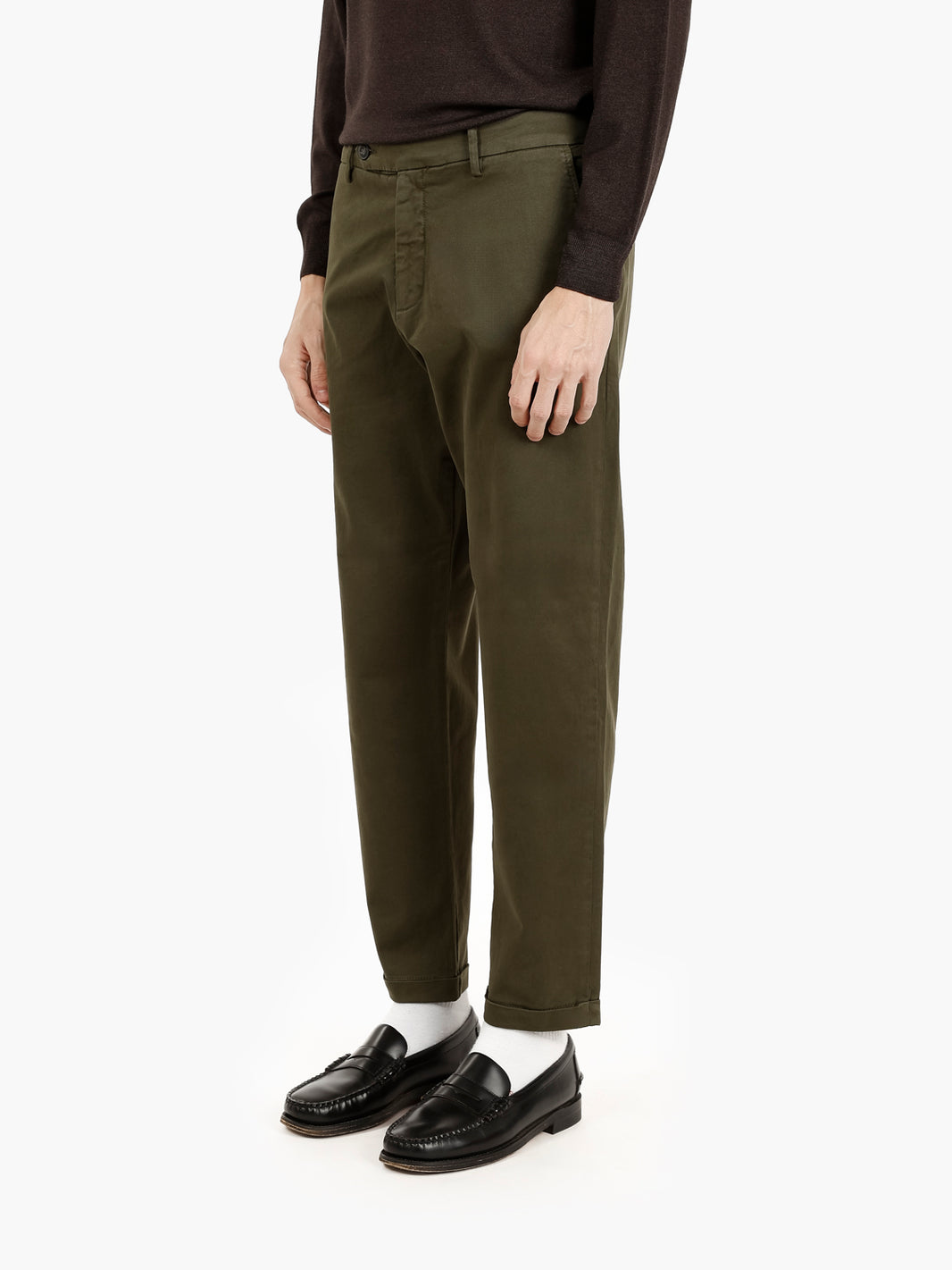 Pantaloni in twill di cotone deep forest
