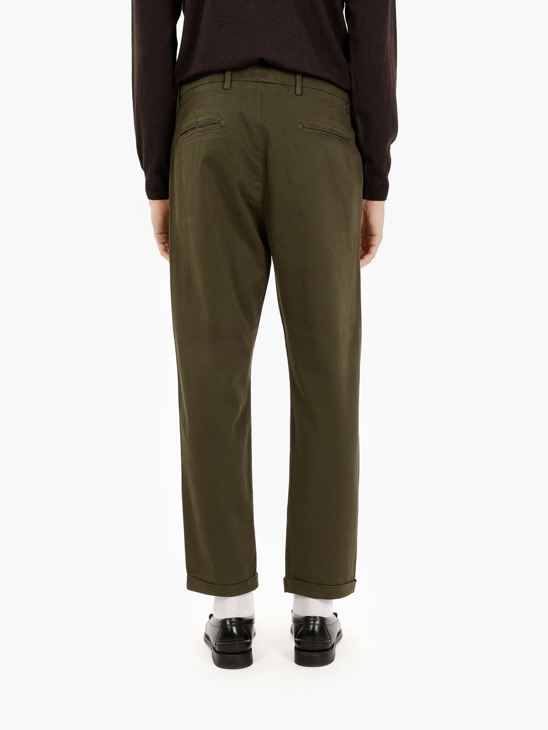 Pantaloni in twill di cotone deep forest