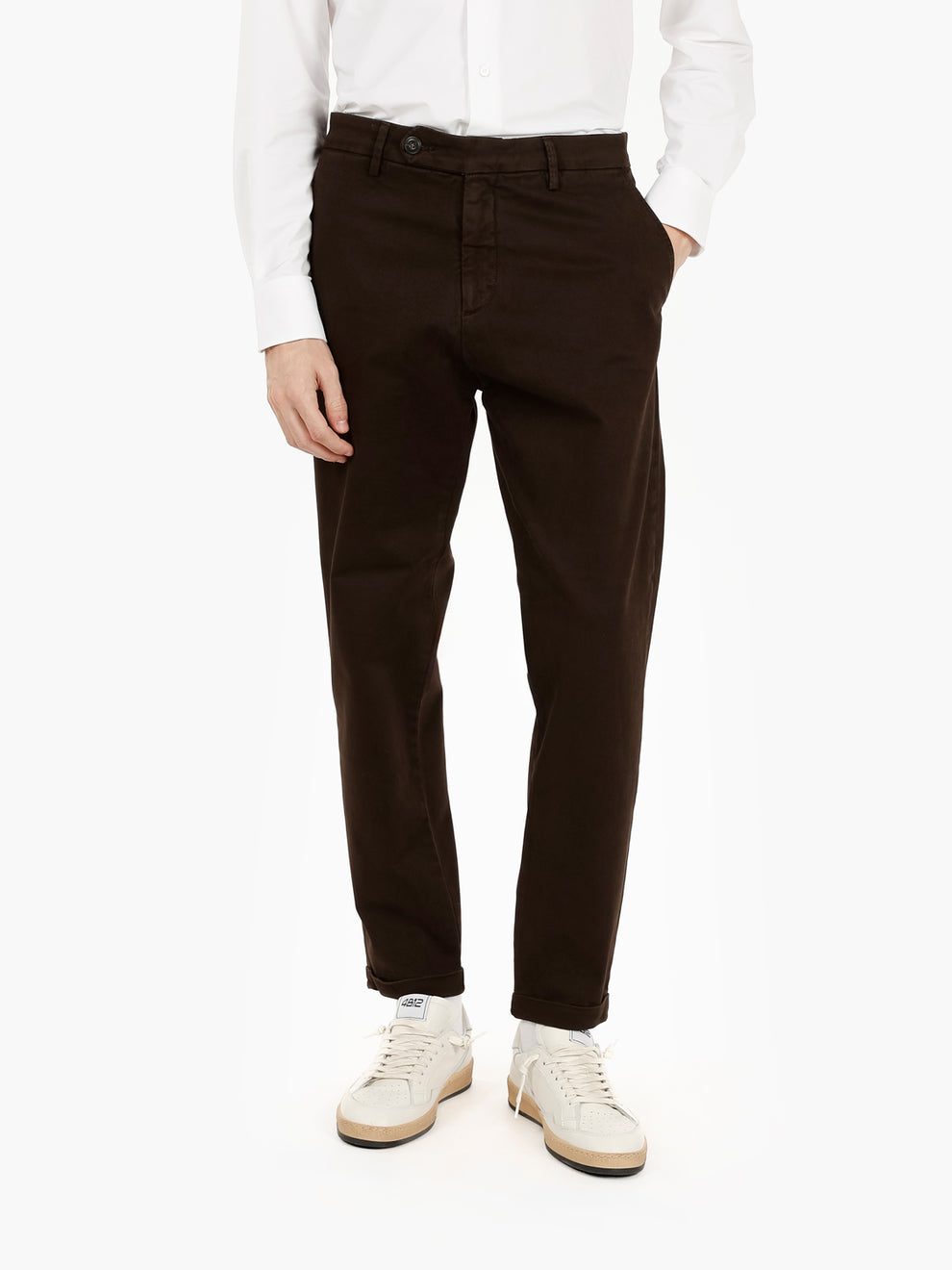 Pantaloni in twill di cotone testa di moro