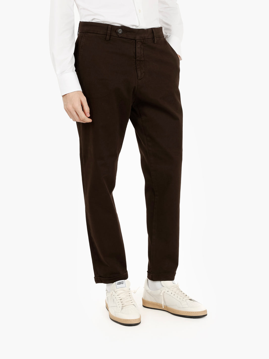 Pantaloni in twill di cotone testa di moro