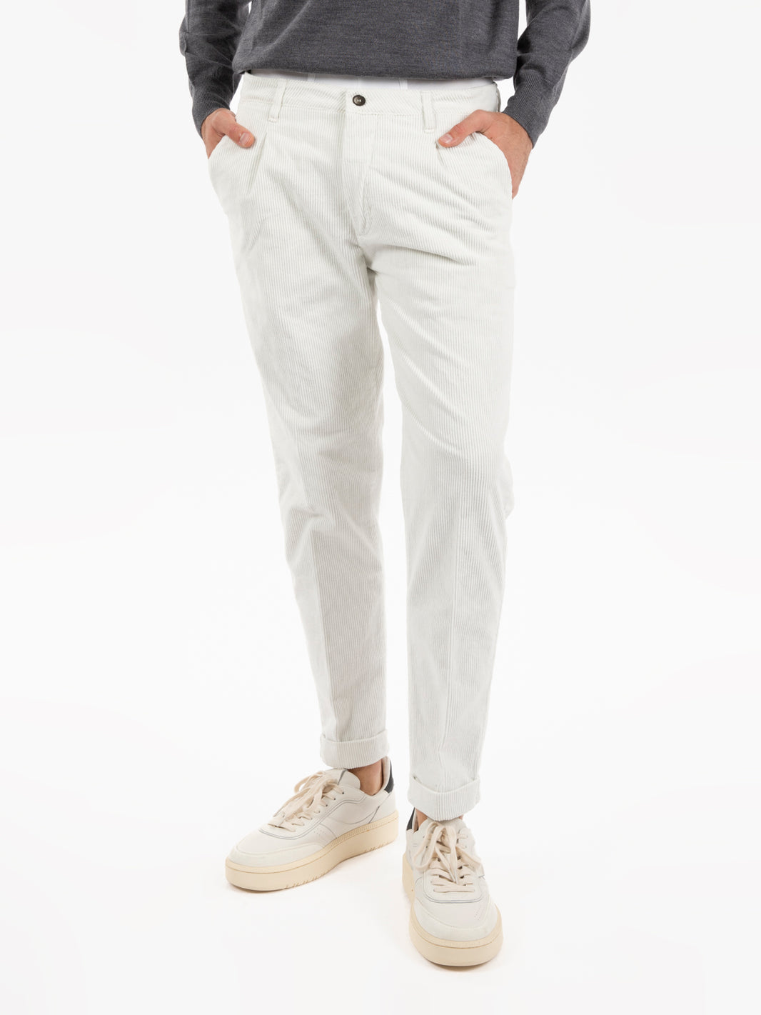 White corduroy trousers