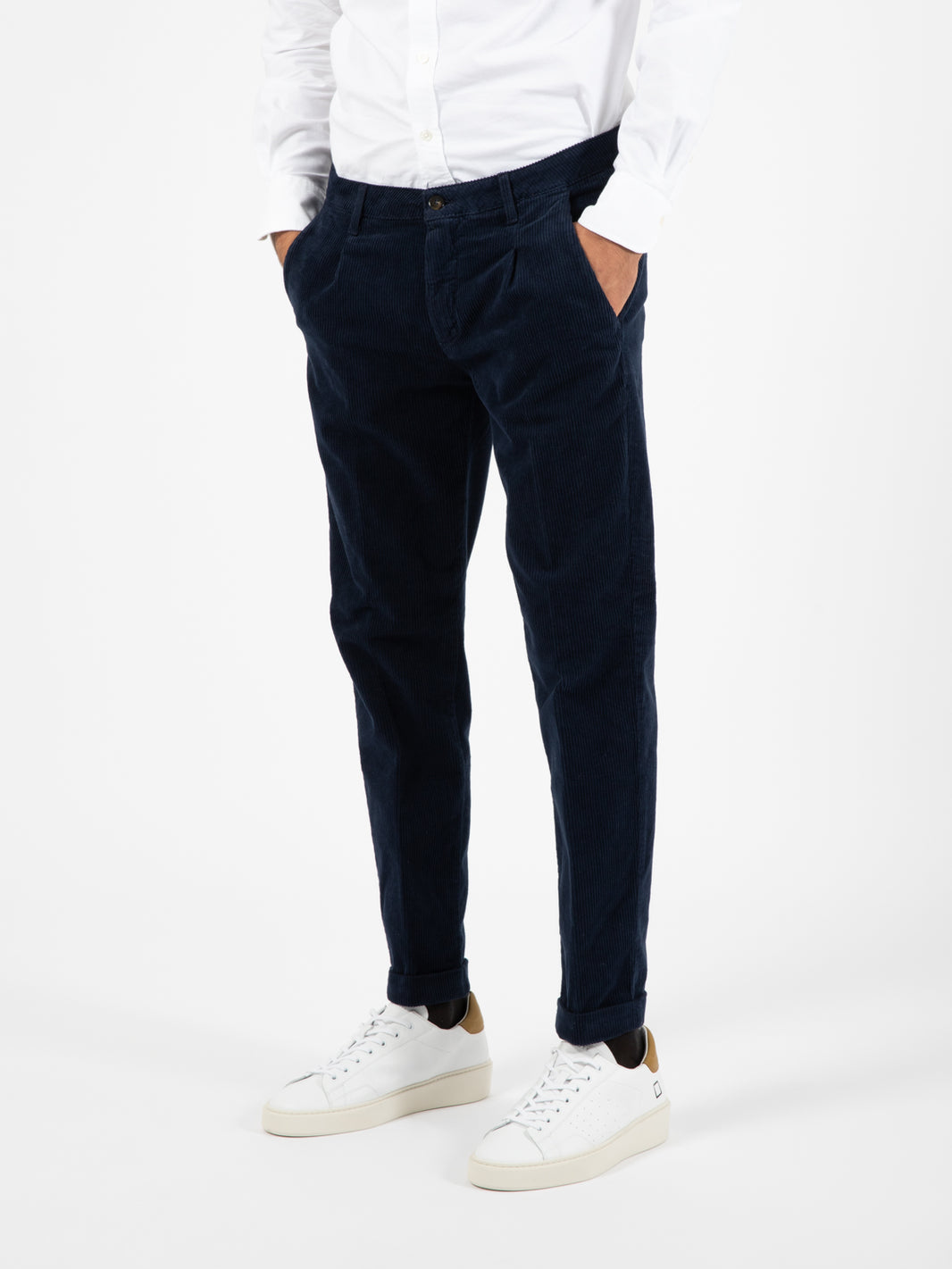 Pantaloni in velluto a coste blu