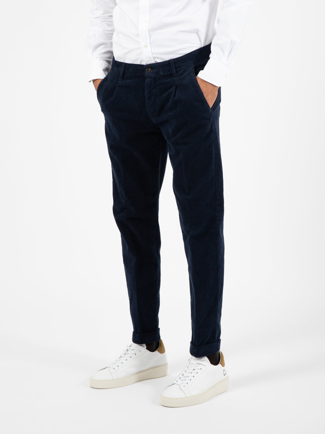 Blue corduroy trousers