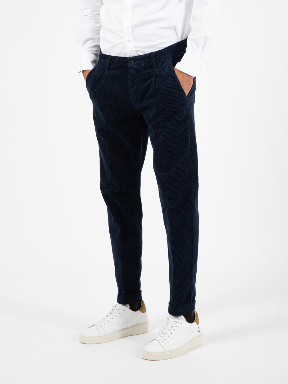Blue corduroy trousers