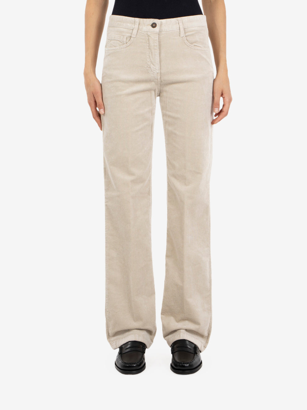 Pantaloni in velluto a coste straight avorio