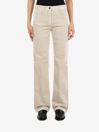 Ivory straight-leg corduroy trousers