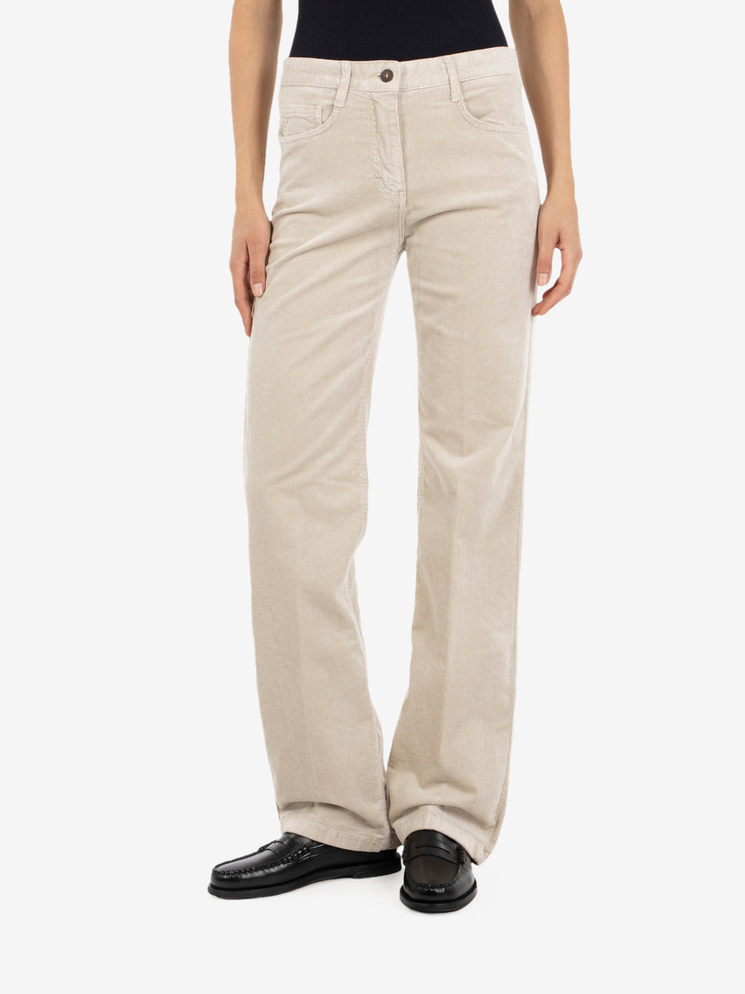 Pantaloni in velluto a coste straight avorio