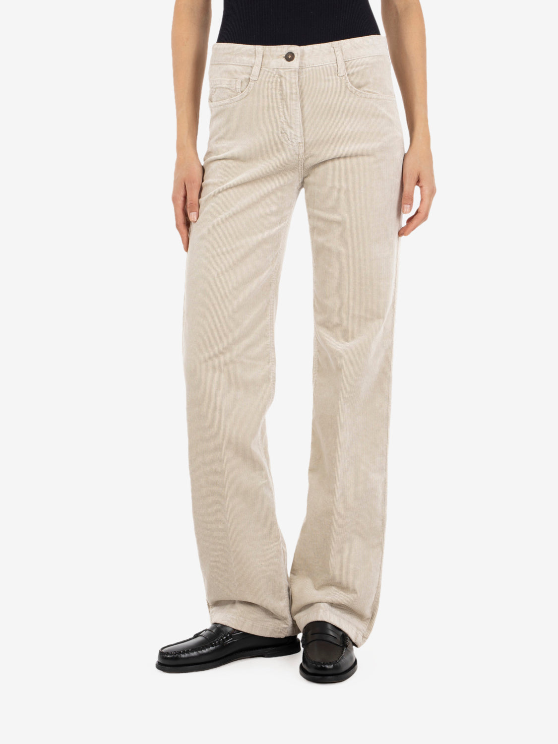 Pantaloni in velluto a coste straight avorio