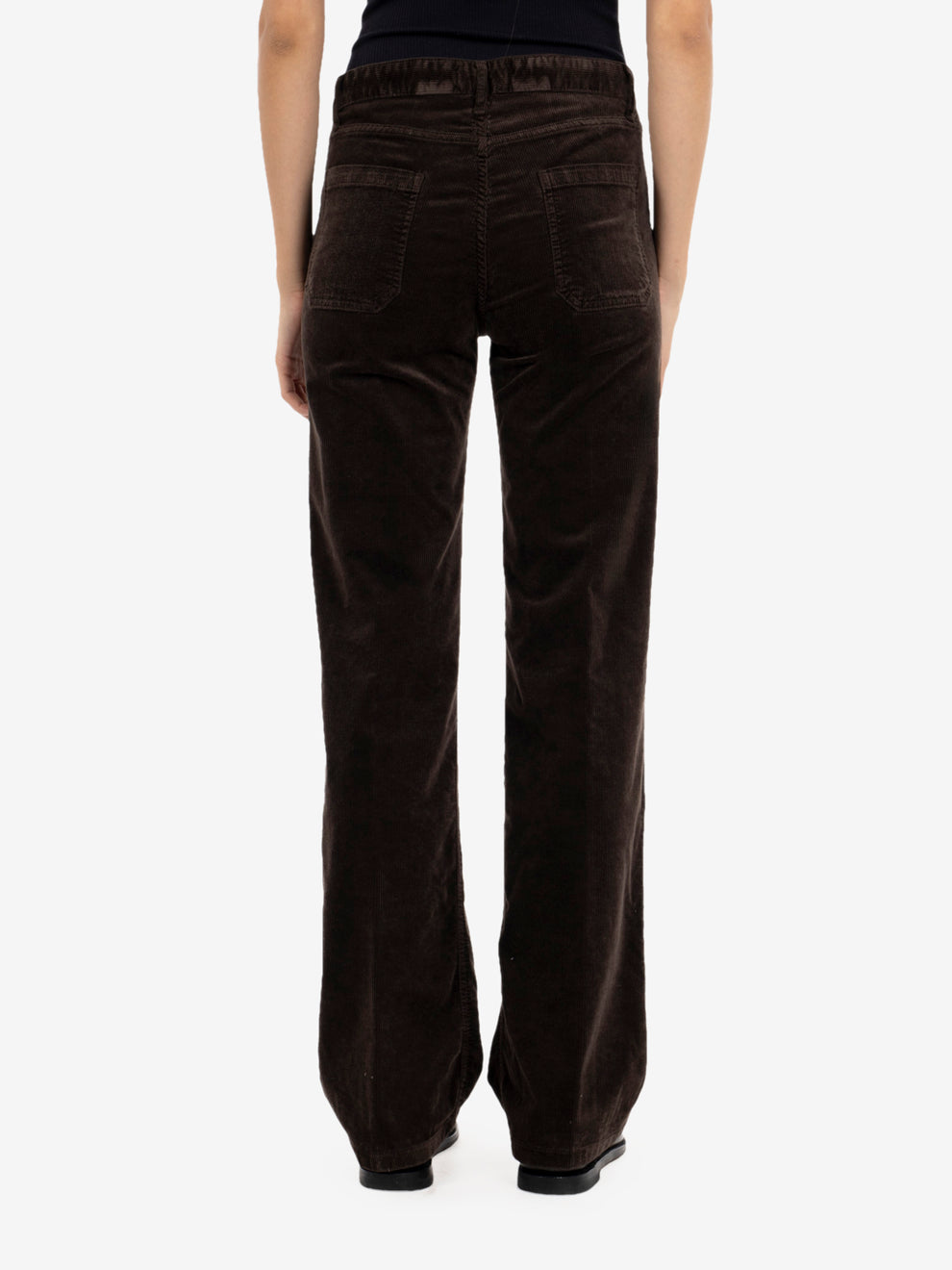 Corduroy straight-leg trousers in dark brown