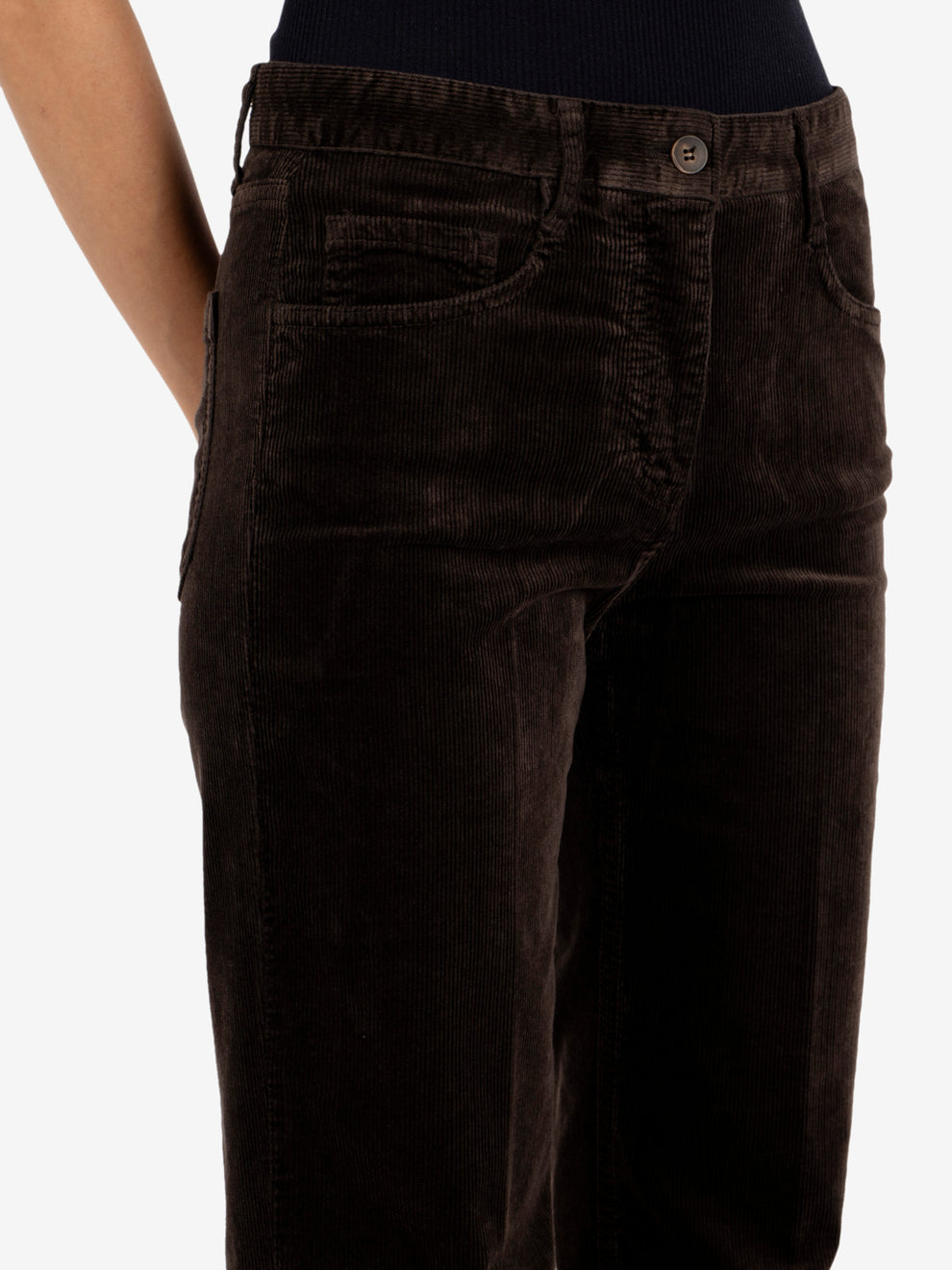 Corduroy straight-leg trousers in dark brown