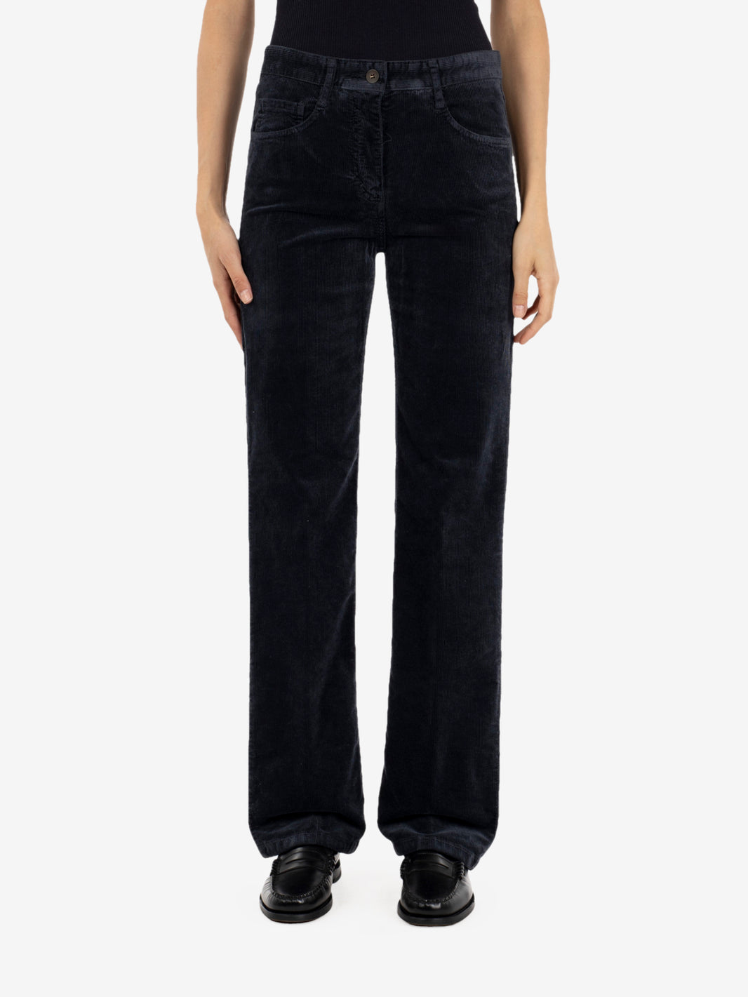 Pantaloni in velluto a coste straight piombo