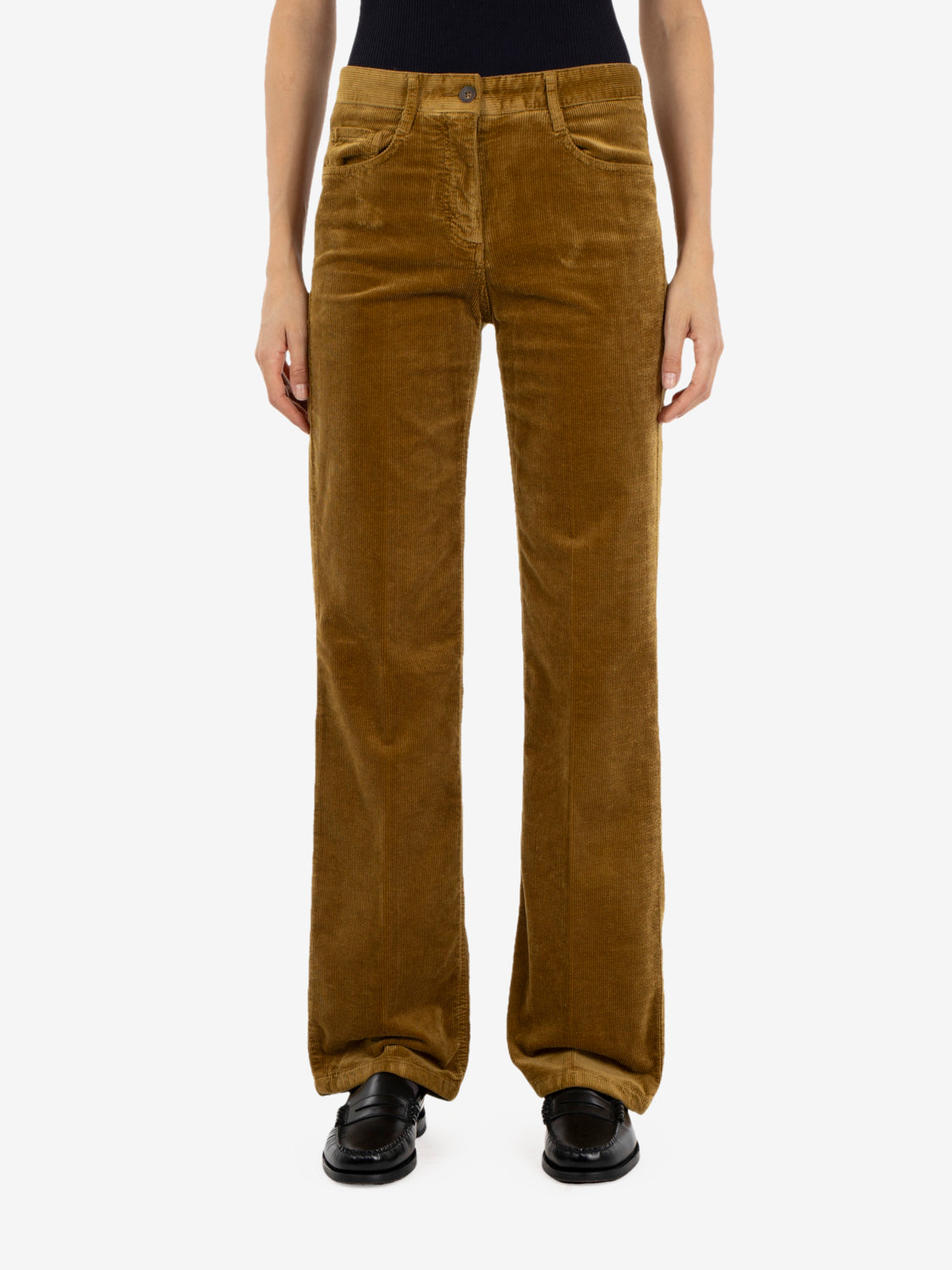Mustard straight corduroy trousers