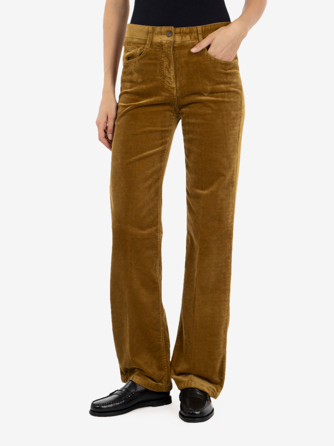 Mustard straight corduroy trousers
