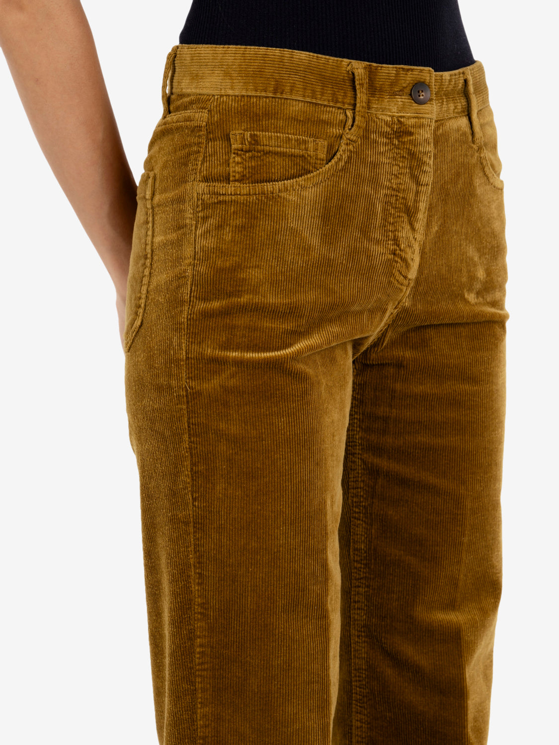 Mustard straight corduroy trousers