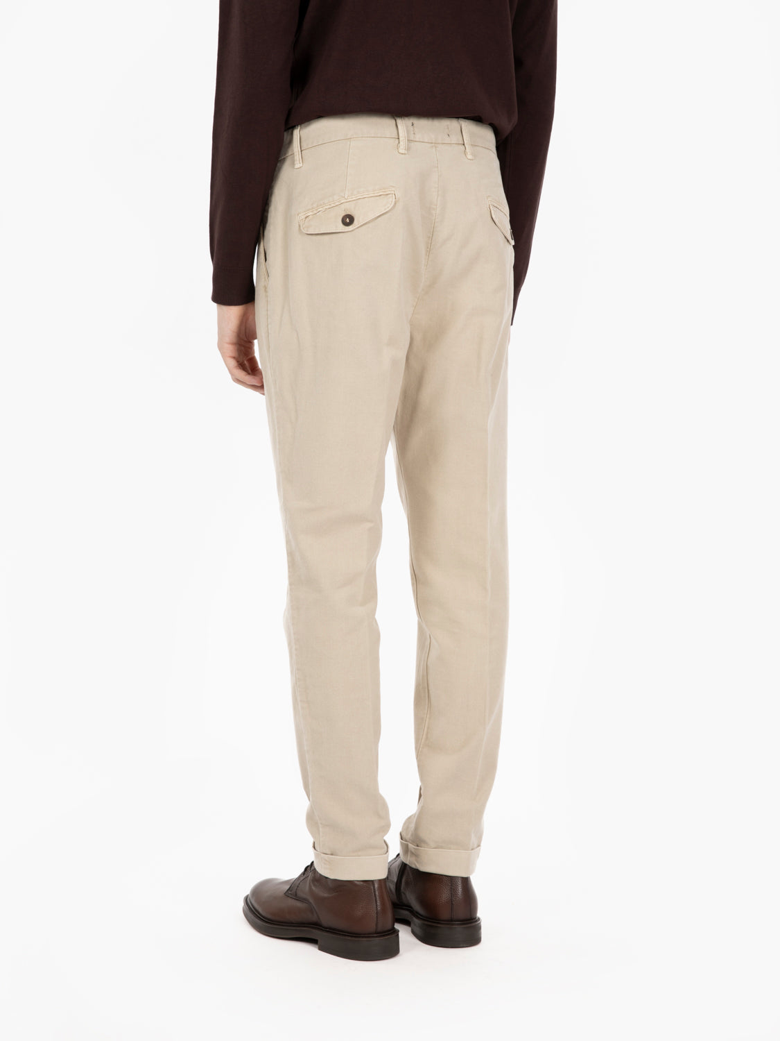 KEIRA/126072_BEI SMOOTH VELVET HERRINGBONE TROUSERS BEIGE