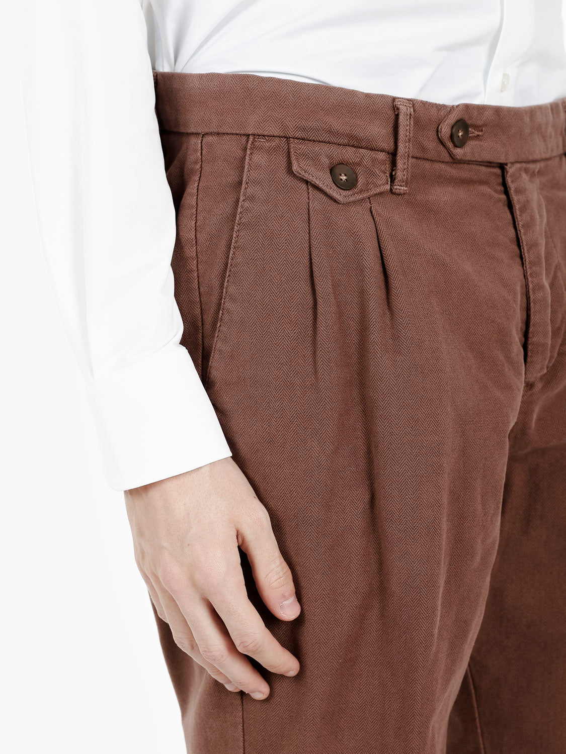 Pantaloni Keira motivo spinato velluto mosto