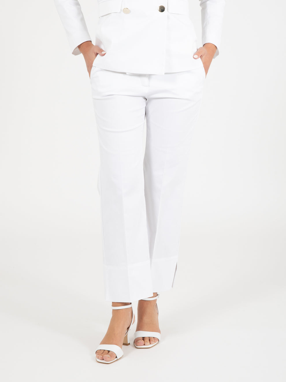 White maxi cuff trousers