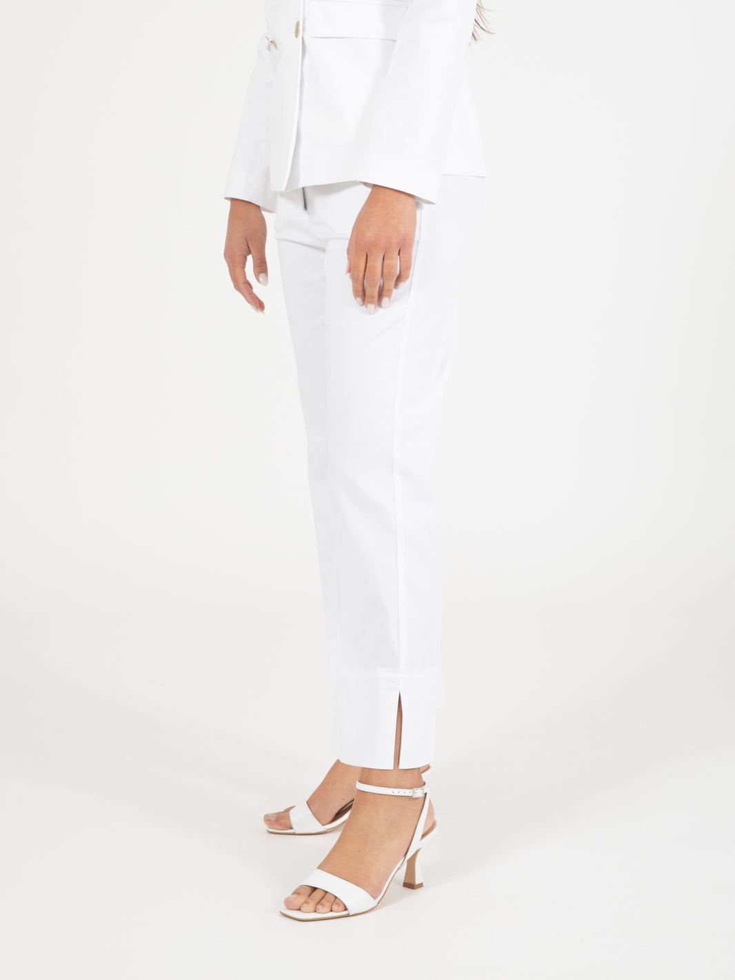 White maxi cuff trousers