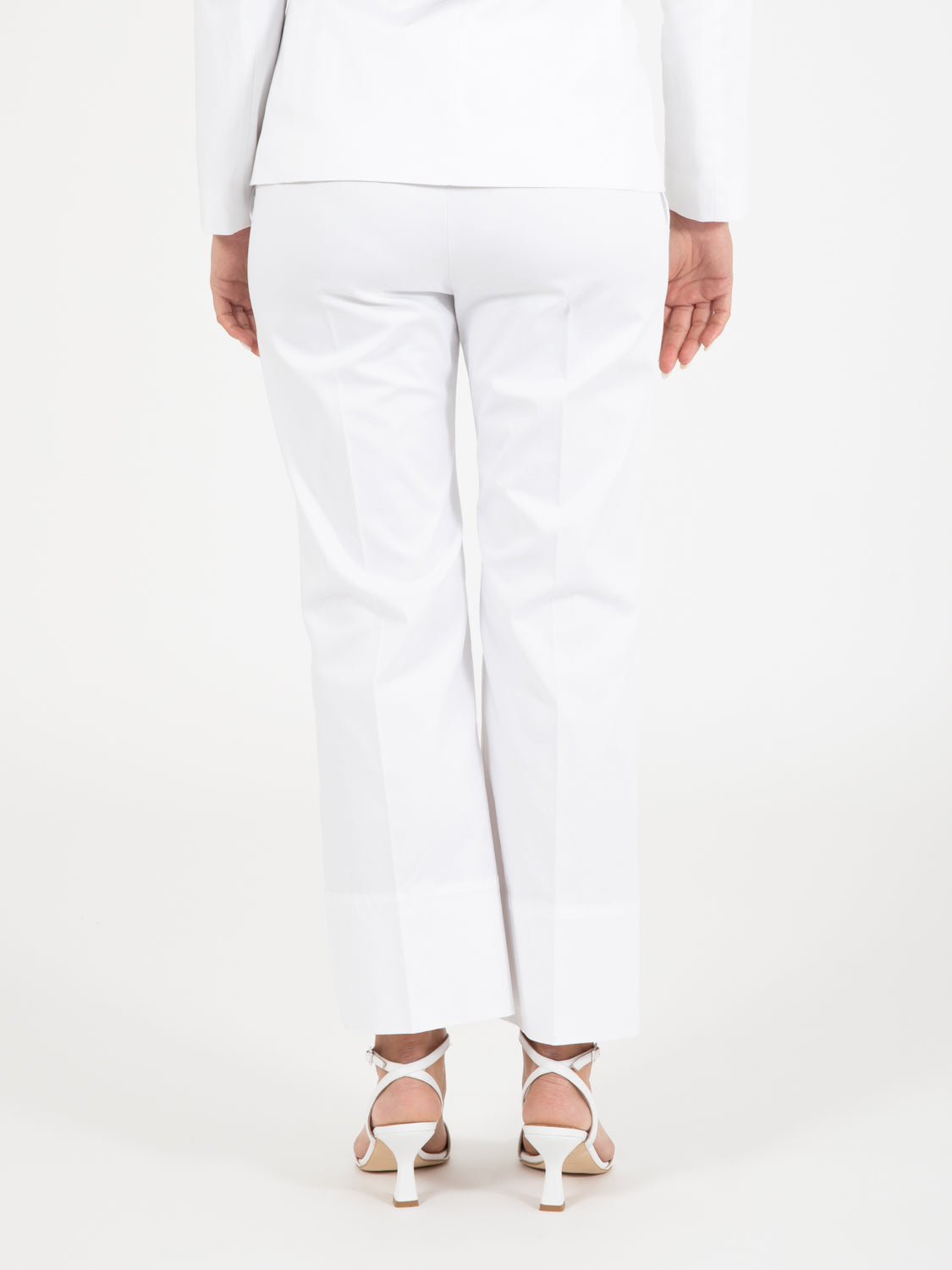 White maxi cuff trousers