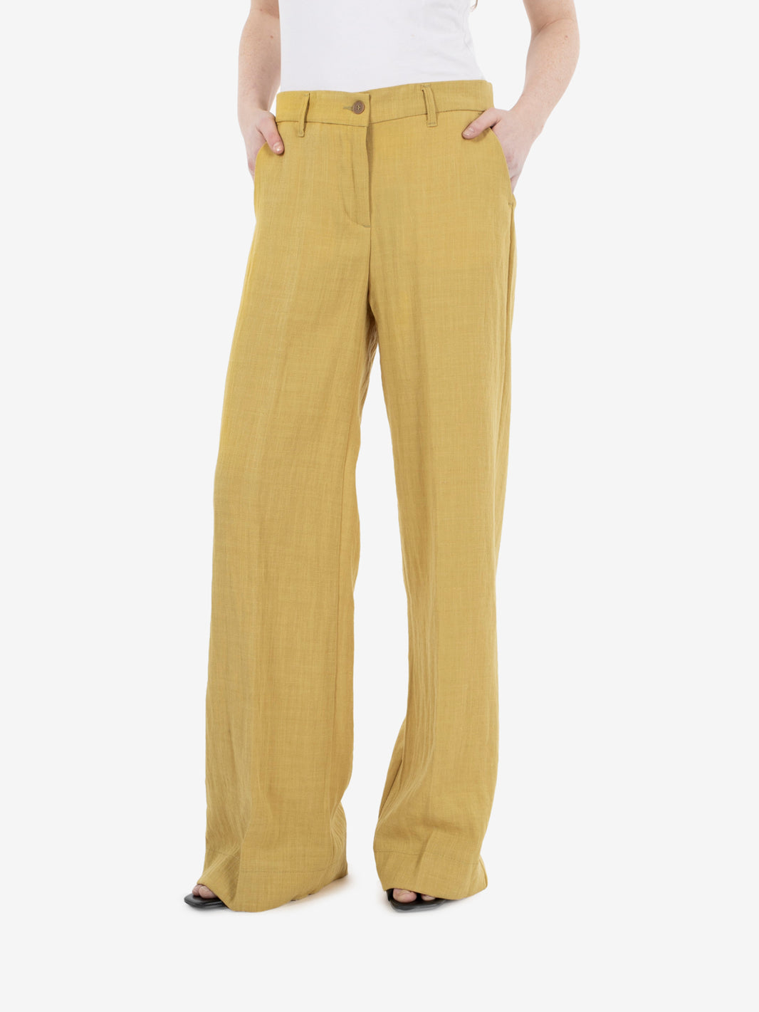 Pantaloni Mikonos in misto viscosa senape