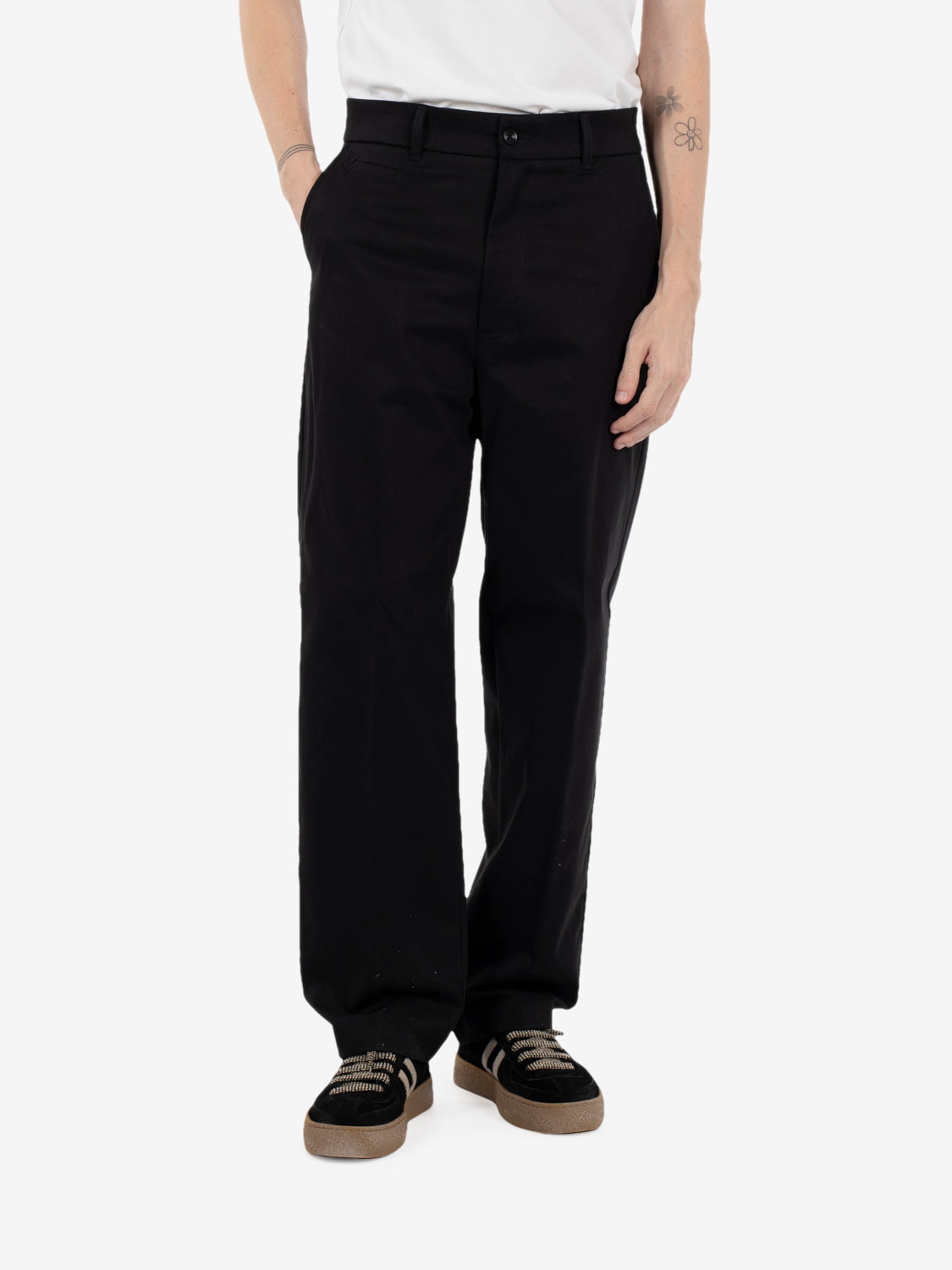 Pantaloni Nico in gabardina dritti nero