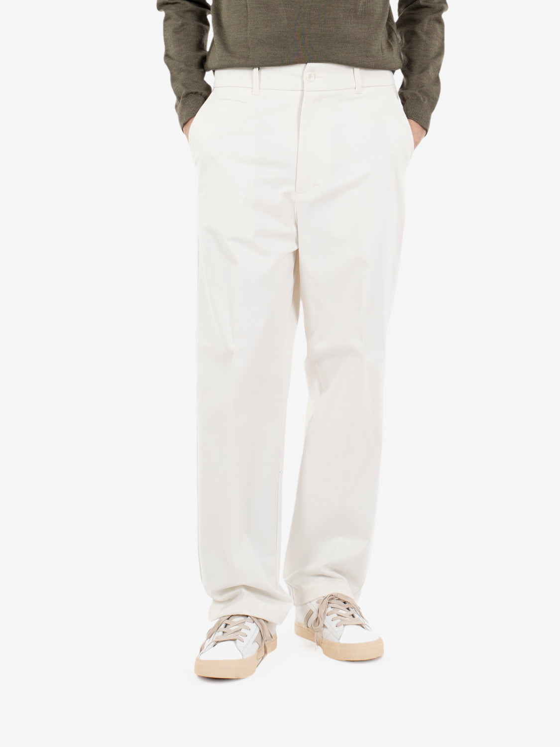 Pantaloni Nico in gabardina dritti panna