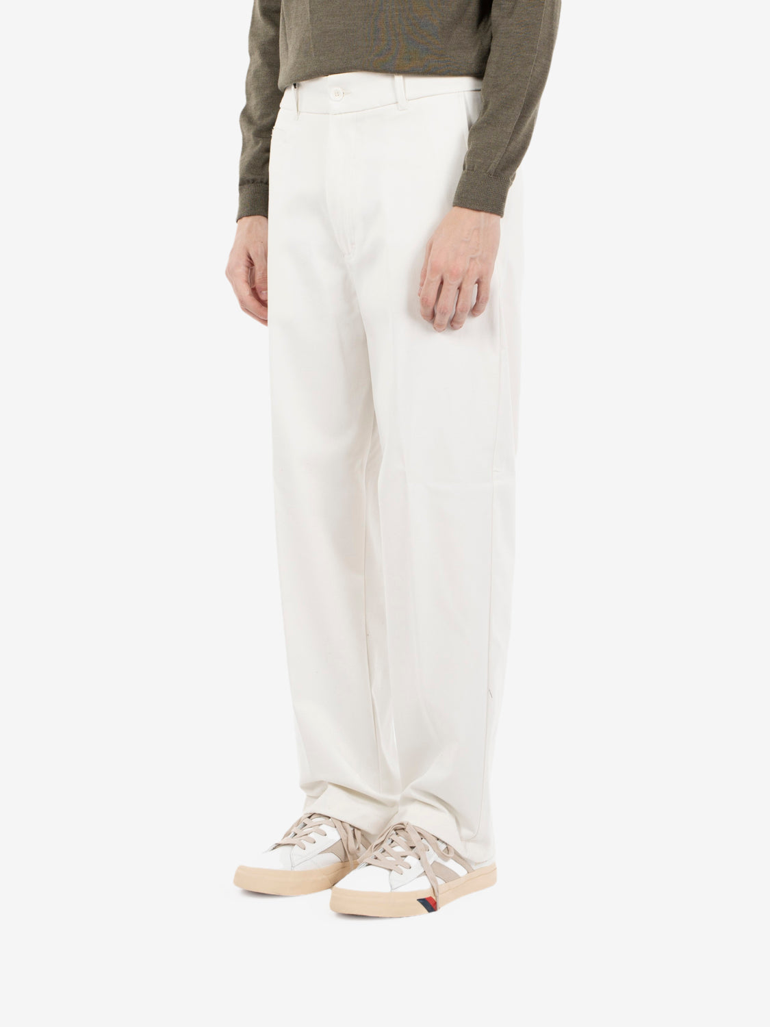 Pantaloni Nico in gabardina dritti panna