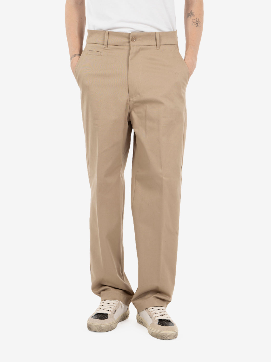 Nico straight gabardine trousers sand