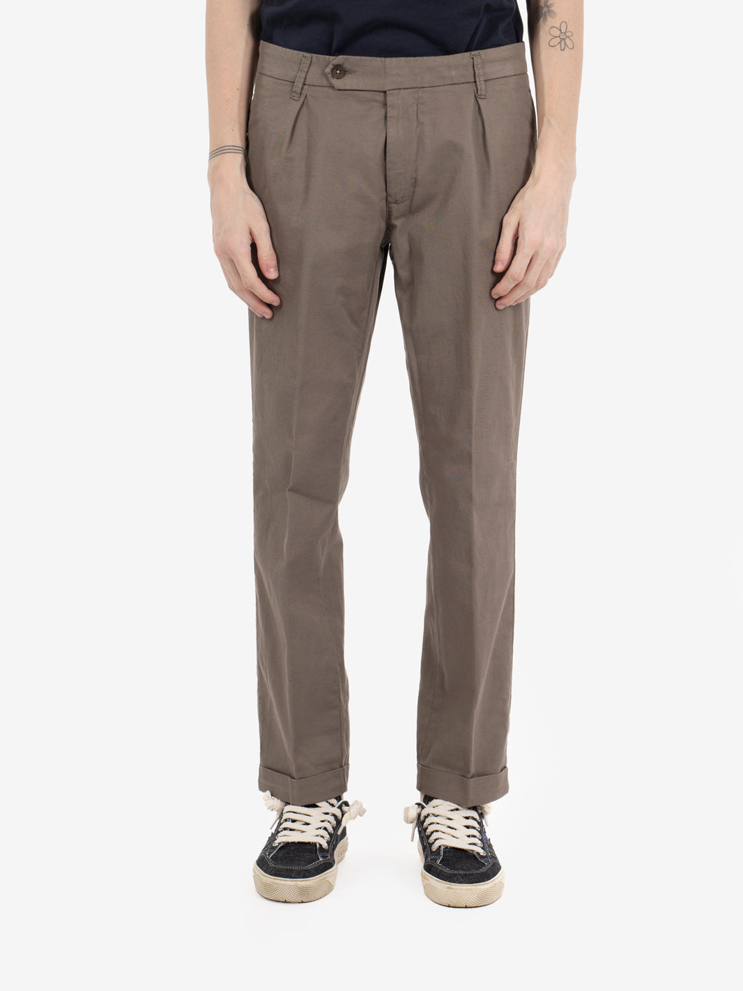 Pantaloni Nitro in misto lino con pinces marrone