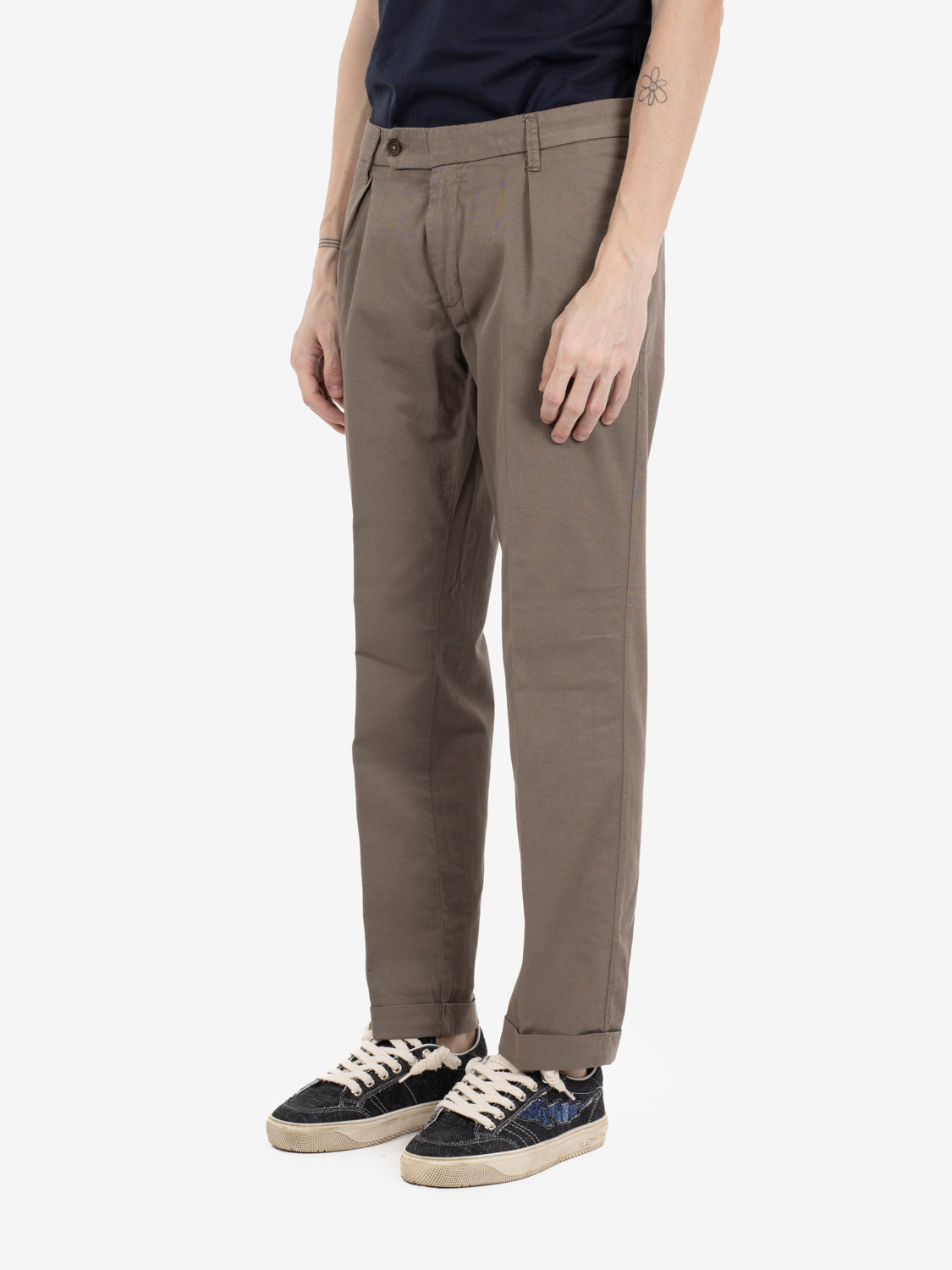 Nitro linen blend trousers with brown pleats