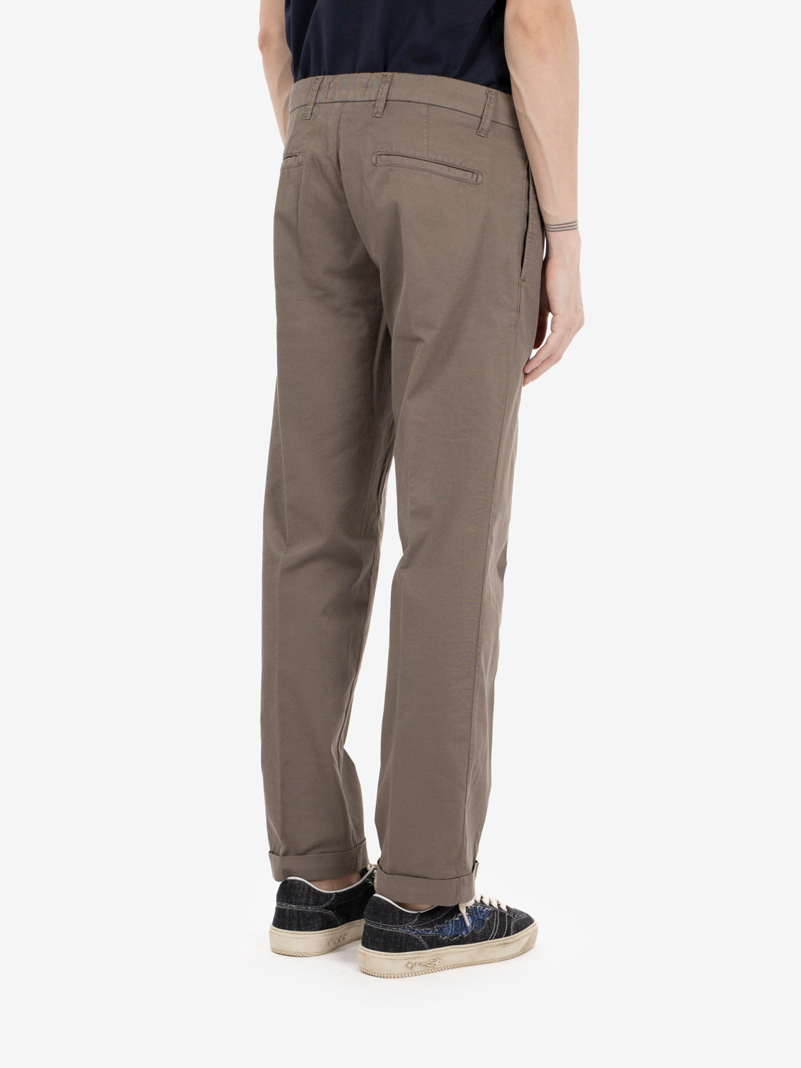 Nitro linen blend trousers with brown pleats
