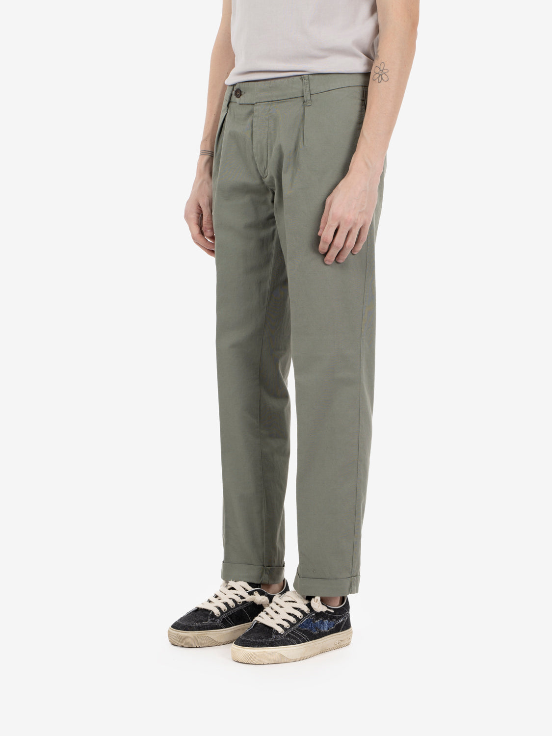 Pantaloni Nitro in misto lino con pinces salvia