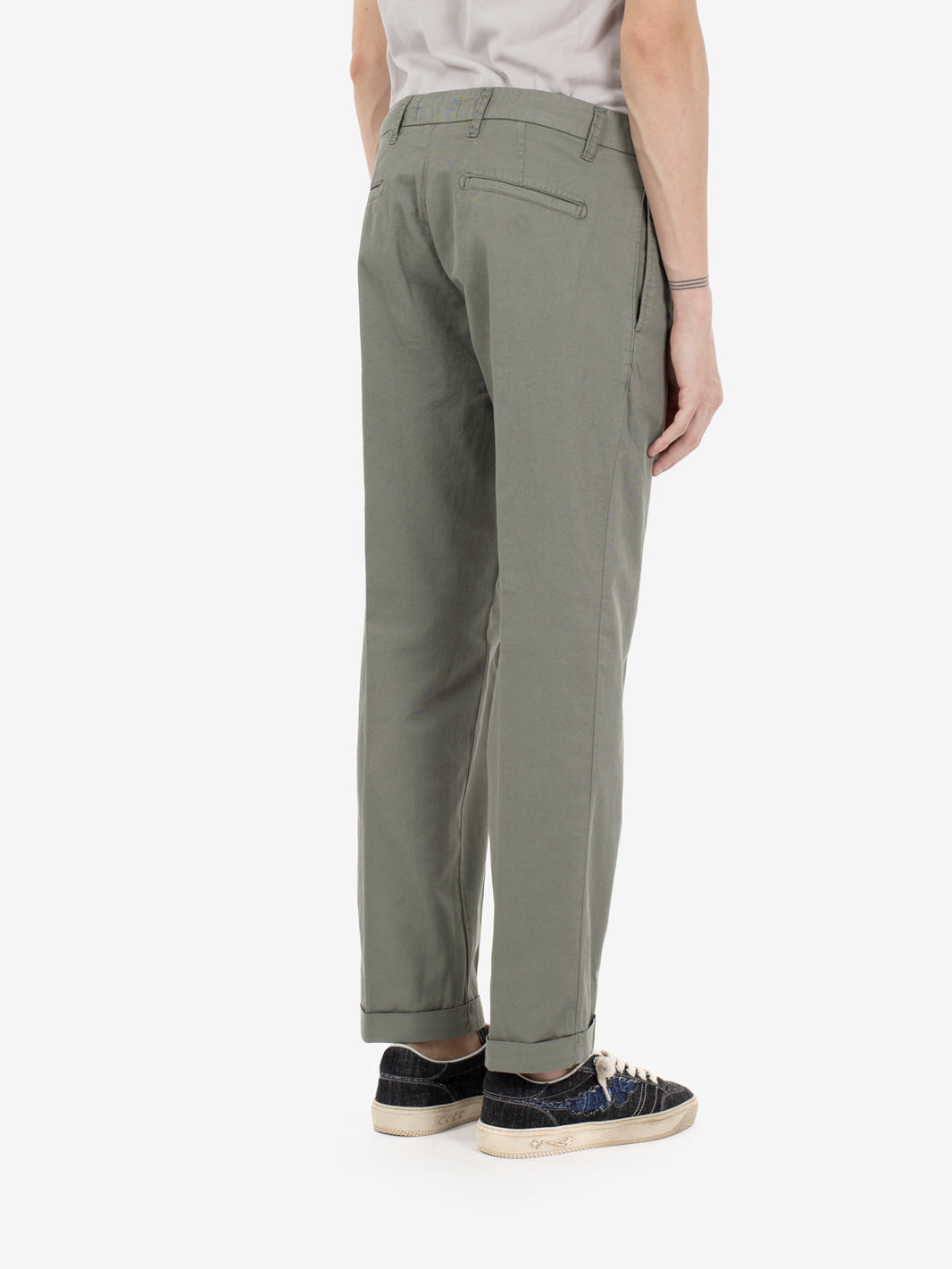 Pantaloni Nitro in misto lino con pinces salvia