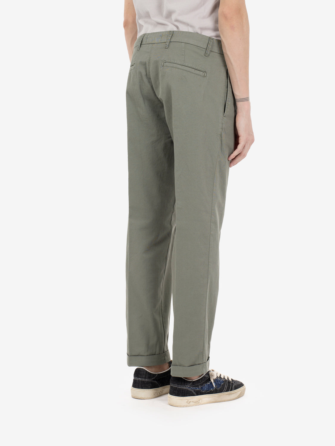 Pantaloni Nitro in misto lino con pinces salvia