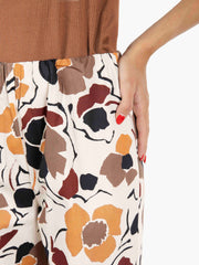 STIMM - Pantaloni palazzo a fiori beige / moro