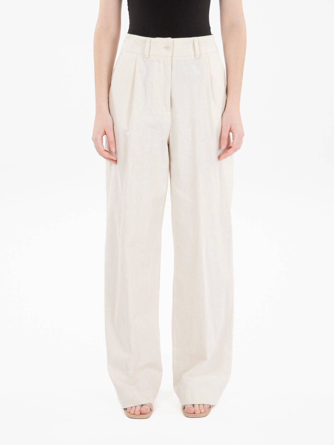 Pantaloni palazzo con pinces beige