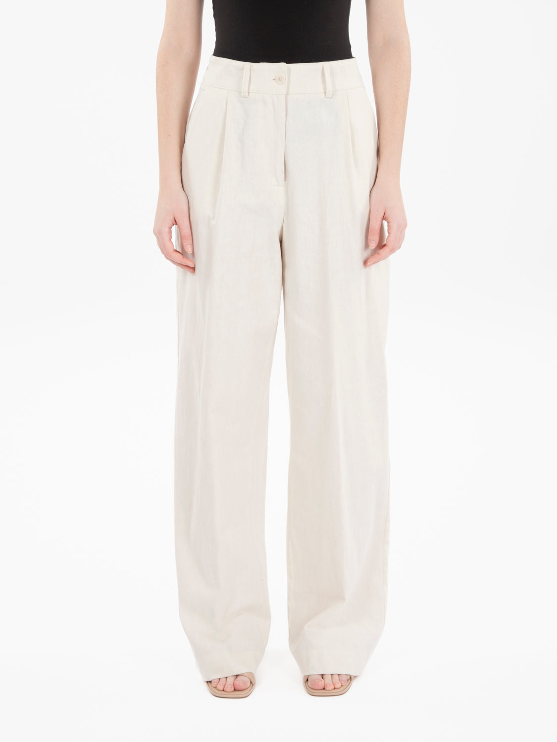 Pantaloni palazzo con pinces beige